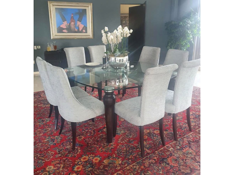 juego de comedor con mesa de cristal México Muebles Tres Palacios
