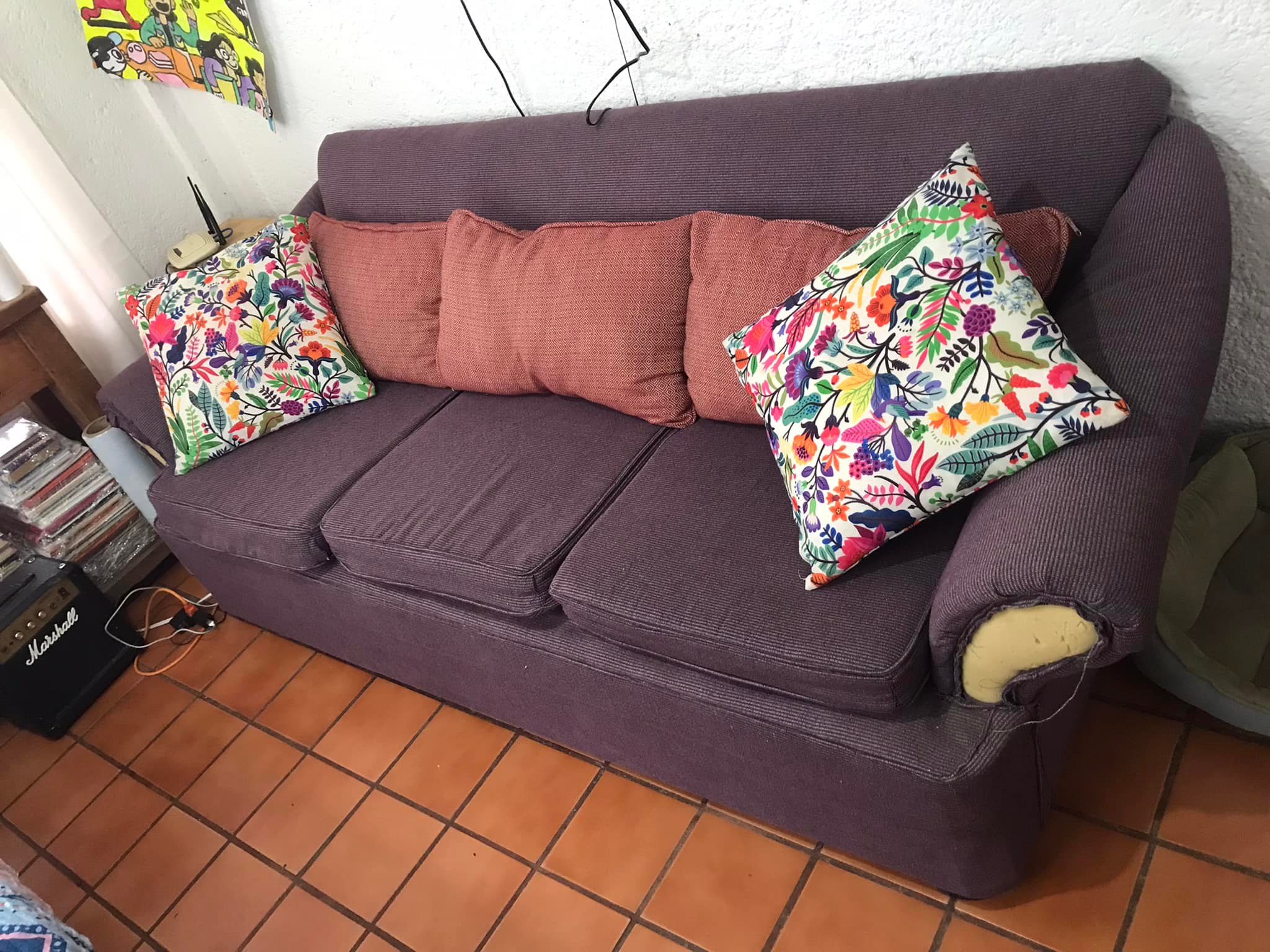 Sillón de 3 plazas tapizado en tela México