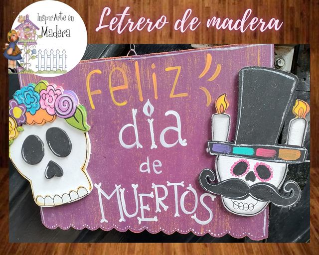 Letrero feliz día de muertos 2 calaveras CDMX