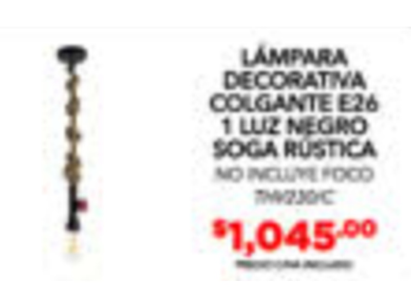 Lámpara decorativa colgante E26 1 luz negro Petsa Express Tijuana