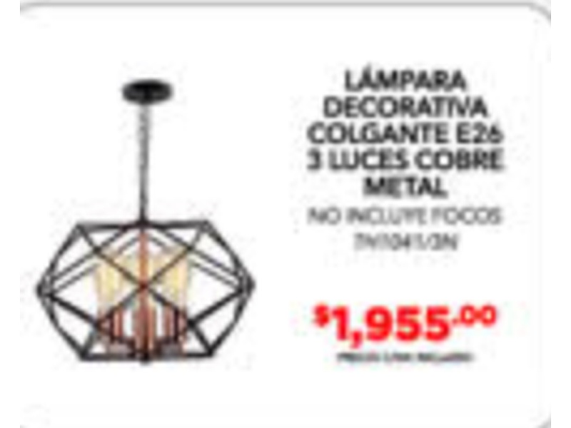 Lámpara decorativa colgante acabado E26 3 luces GRUPO PETSA