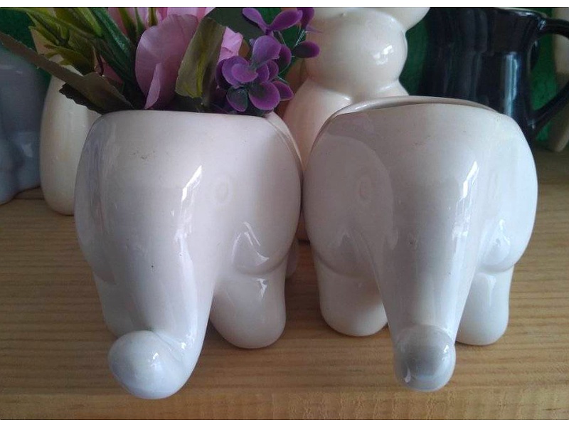 Jarrón de porcelana diseño de elefante blanco México