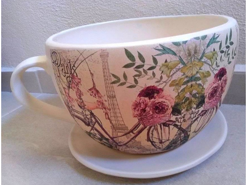 Jarrón de porcelana diseño vintage taza gigante México
