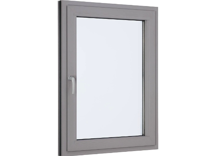 Ventana PVC Bordes Aluminio Gris Mexico