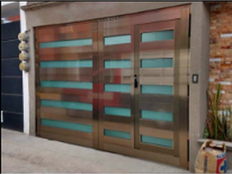 Puerta Garaje Roll-Up PVC vidrios verdes Mexico