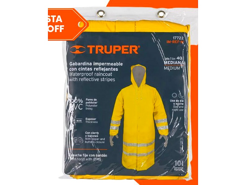 Gabardina Impermeable con Cintas Reflejantes Truper México