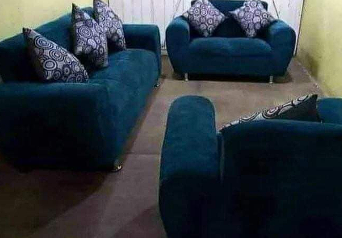 Sala siilones  en Terciopelo Azul con Cojines Mexico