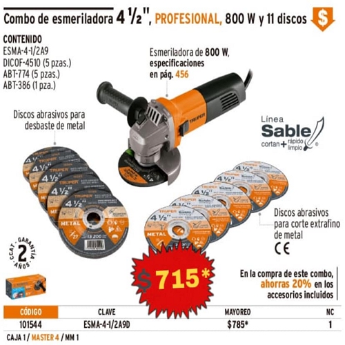  Combo de Esmeriladora Truper MEXICO
