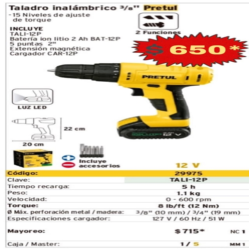 Taladro Inalámbrico 3/8 MEXICO