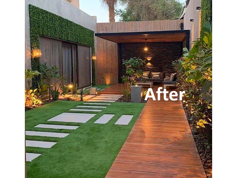 Instalación de cesped sintetico para patios de casas México Constructora AMEF