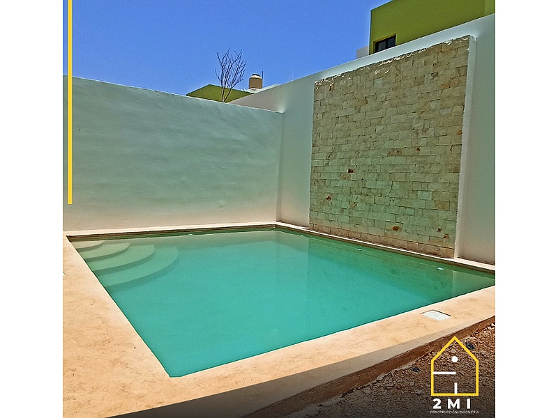 Diseño Piscina Cuadrada Marco Cemento Nayarit 2MI Construcción + Ingeniería