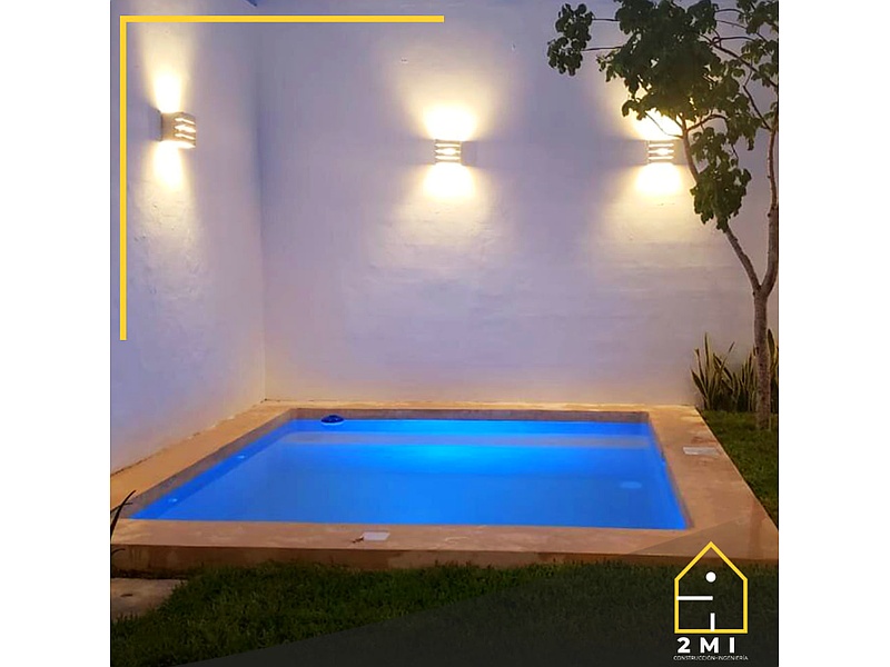 Diseño Alberca Cuadrada Luces Led Nayarit 2MI Construcción + Ingeniería