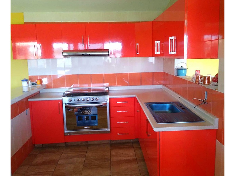 Muebles de cocina color naranja Mexico