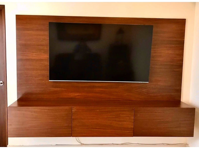 rack de tv flotante de madera Mazatlán Acabado en madera