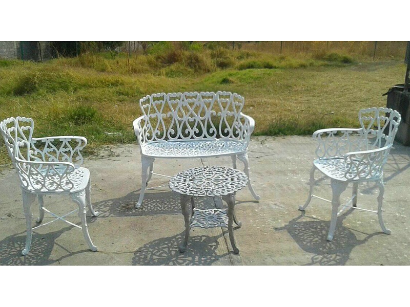 Sillas Juego 211 Metal Exterior Blancas AGS Muebleria los tres reyes
