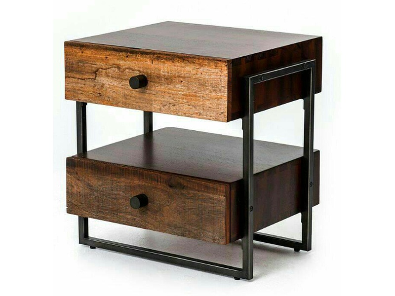 Velador VIntage Madera 2 Cajones AGS Muebleria los tres reyes