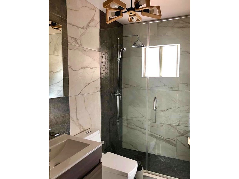 cancel de baño en cristal CDMX Cactus Arquitectura