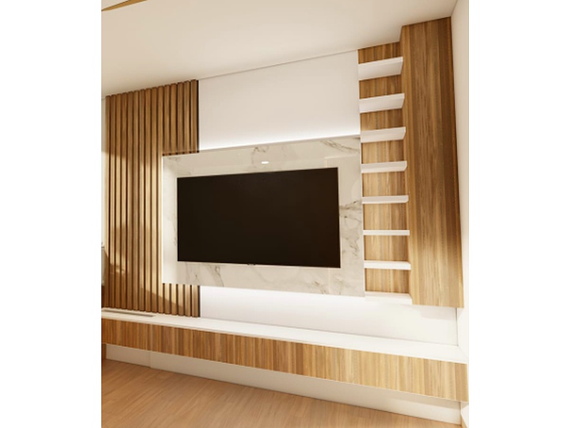 Mueble Sala TV Madera Diseño Personalizado Hidalgo Arquitectura GZ