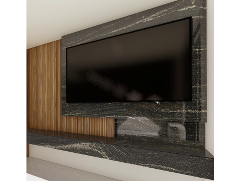 Mueble Sala TV Mármol Negro Hidalgo Arquitectura GZ