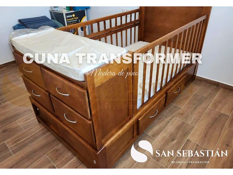 Cuna Transformer de madera de pino México