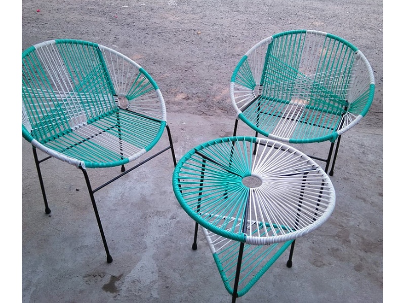 JUEGO DE MUEBLE PARA JARDIN COLOR VERDE/BLANCO MEXICO