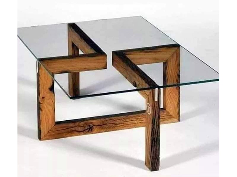 Mesa de sala de madera con vidrio Mexico