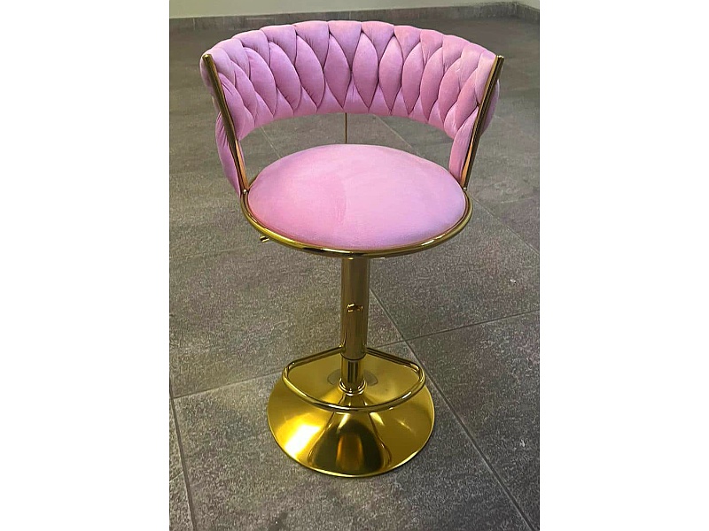 Silla rosa con dorado de peluqueria Mexico