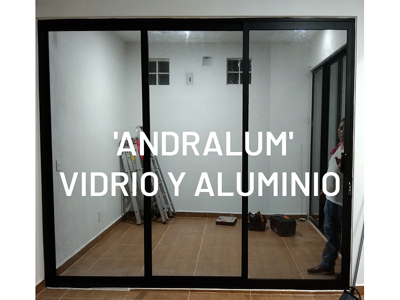 Puerta de aluminio negro tipo espejo Mexico