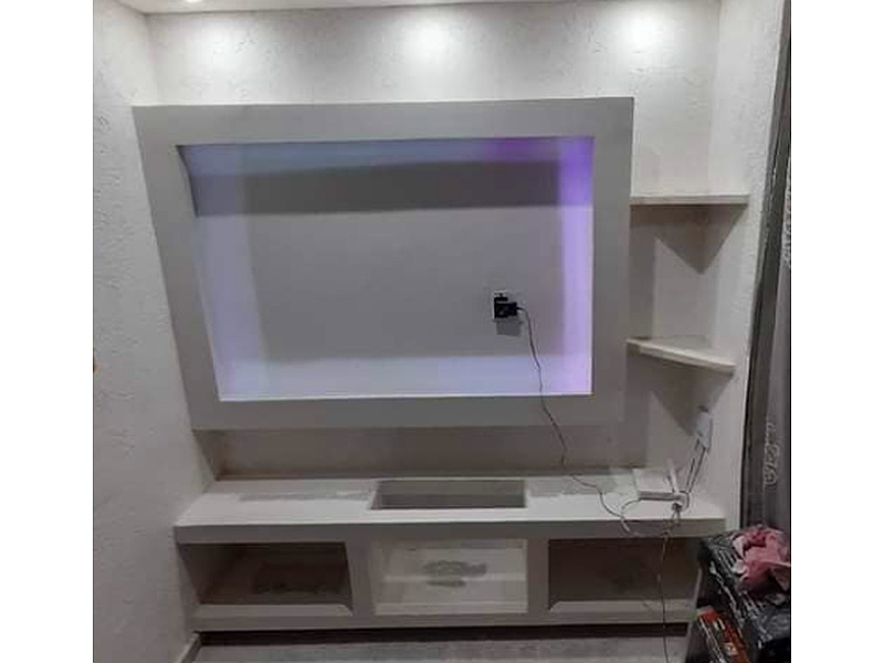 Mueble Sala TV Pared Blanco B.C. Instacion de tablaroca
