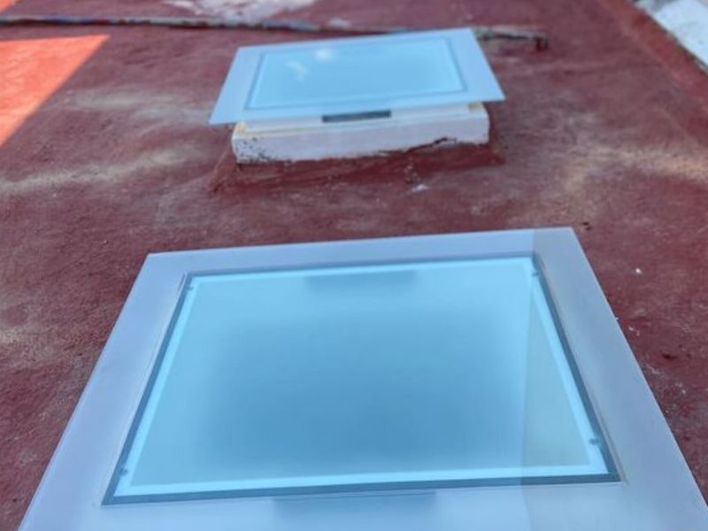 domos en aluminio blanco y cristal tintex