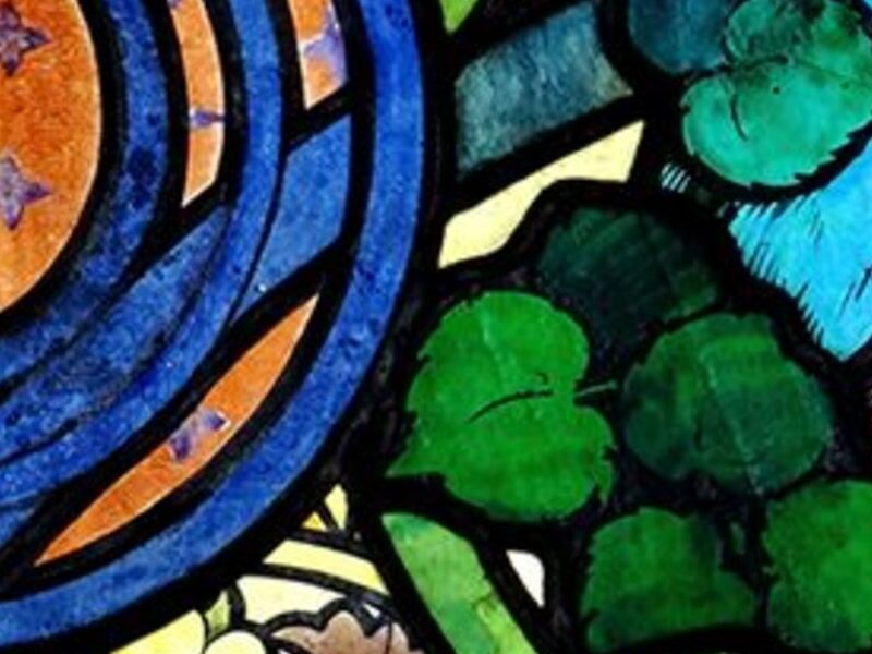 Vitral decorativa con pintura horneada