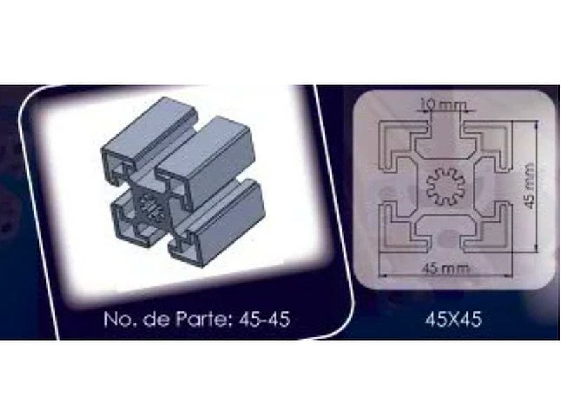 Perfil 45 x 45 No. de Parte: TM 45-45 Mexico