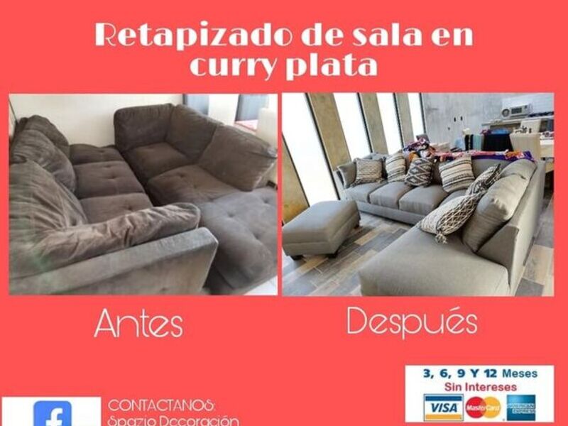 Re tapizado de sala en curry plata 