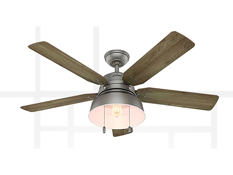 Ventilador luz amarilla estilo madera México