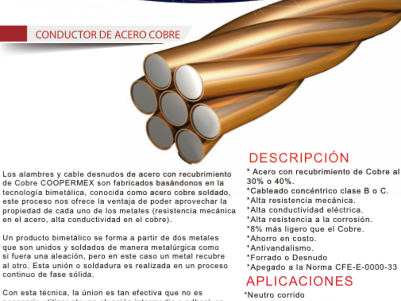CABLE DE COBRE-ACERO