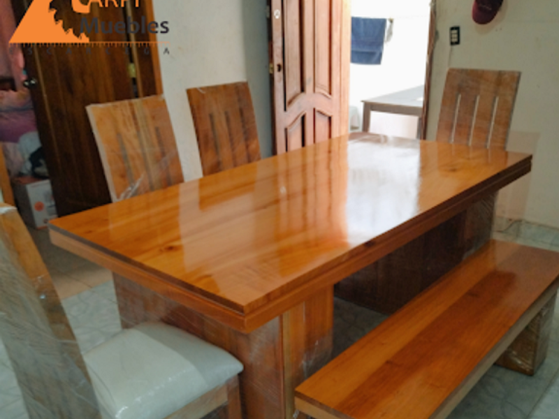 Mesa de comedor con 6 asientos café Campeche