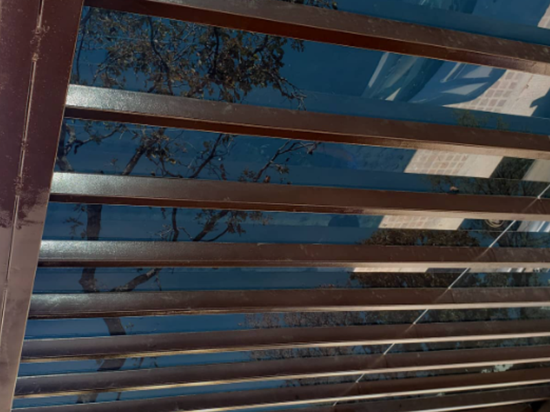 Pérgola de cristal y metal Xalostoc Ecatepec