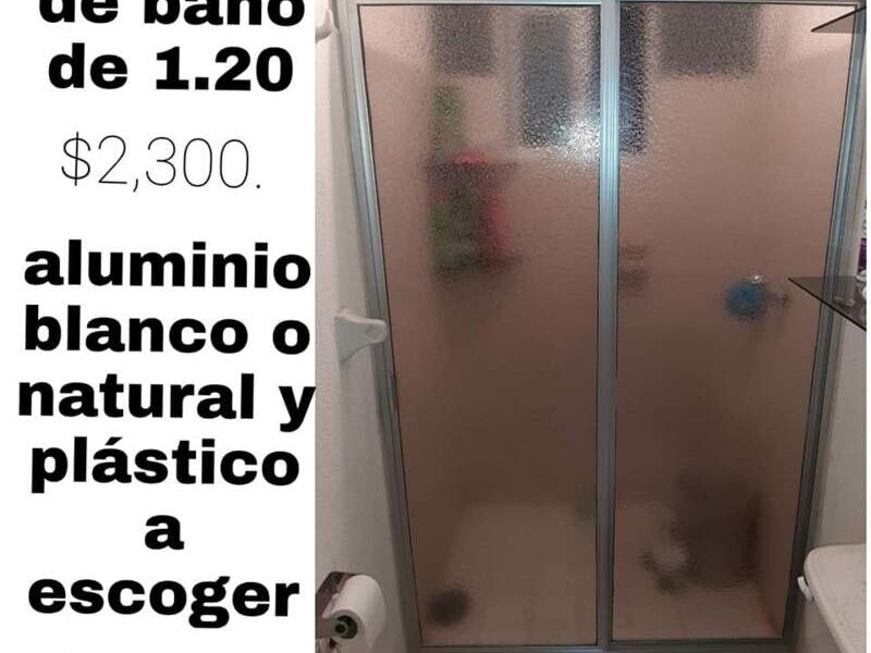 Cancel de baño Aluminio Y Vidrio "Esmeralda" 