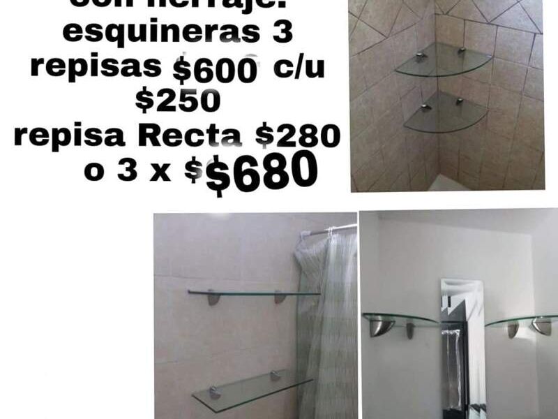 Repisa de cristal Aluminio Y Vidrio "Esmeralda" 