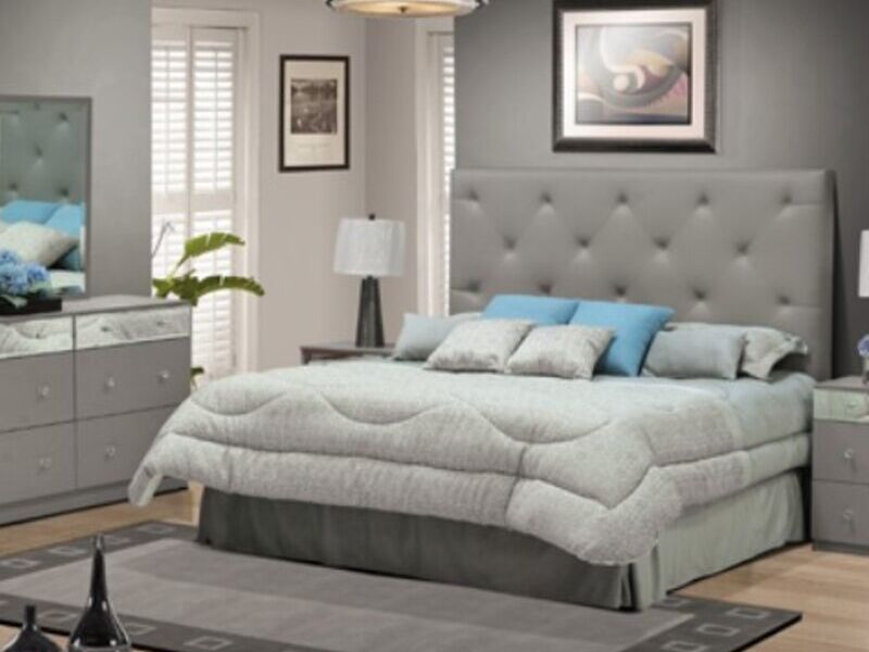 Cama tapizada gris GALA Guadalupe