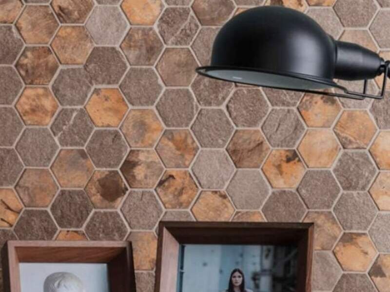 Recubrimiento mosaico HEXAGON COPPER CDMX