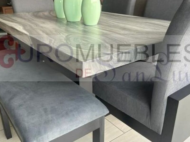 Comedor estilo parota tono gris 