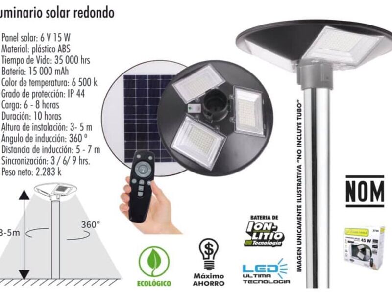 Luminaria solar para jardines en Tampico
