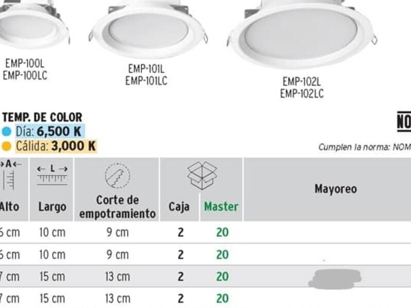 Luminaria led interior en Tampico 