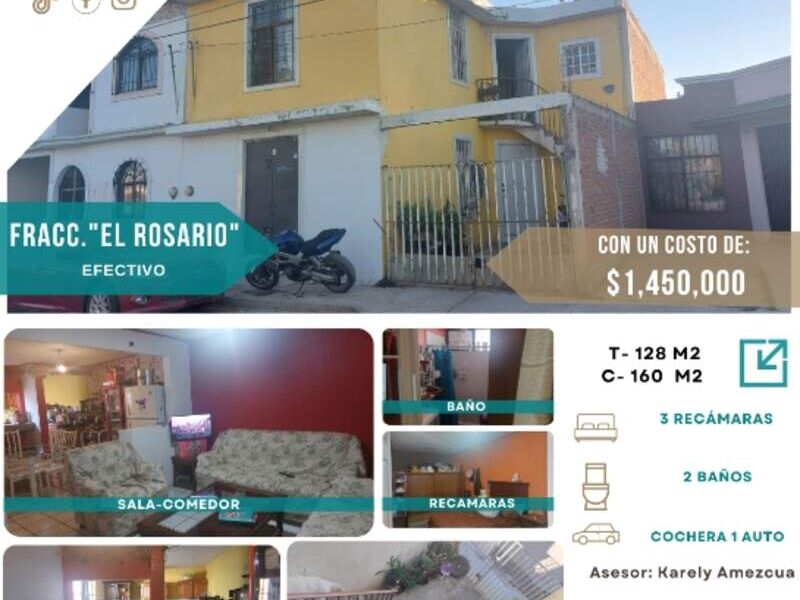 VENTA CASA FRACC. EL ROSARIO