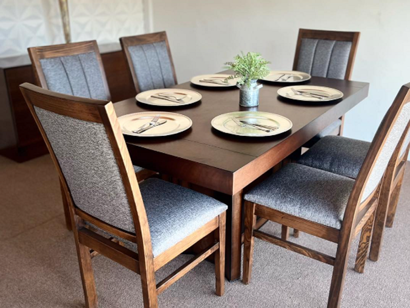 Juego de comedor 6 asientos grises Cananea