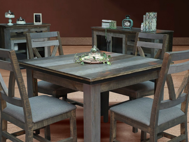 Juego de comedor 4 asientos gris Apizaco