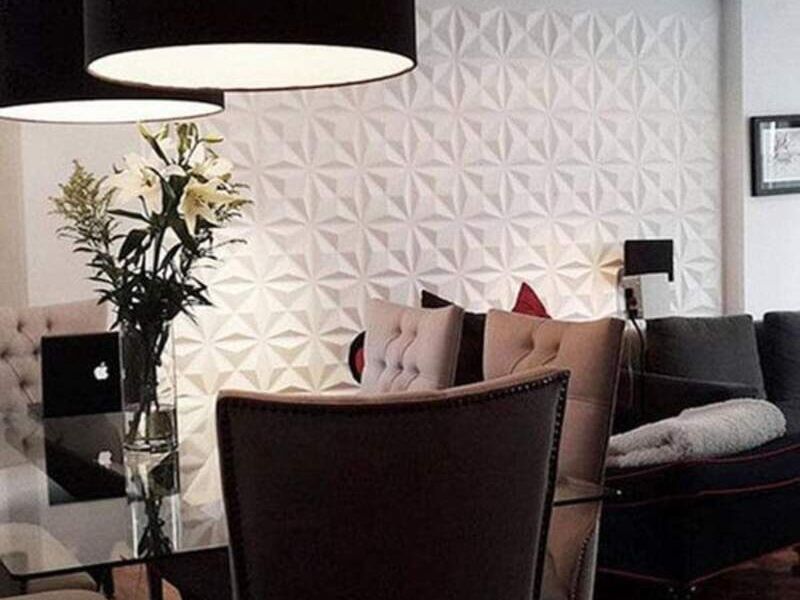 Panel 3D floreado blanco