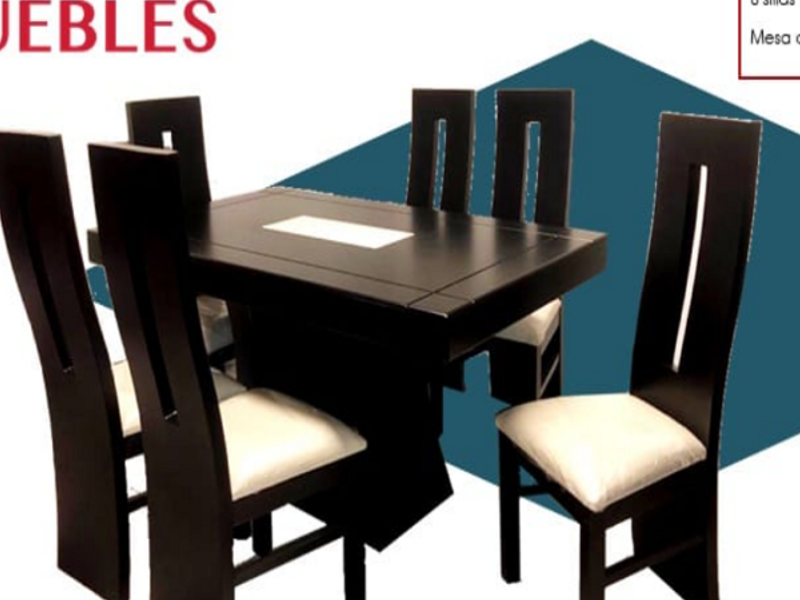 Juego de comedor de 6 asientos café México