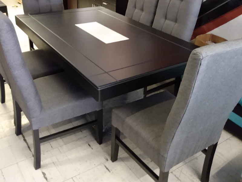 Juego de comedor de 6 asientos gris México